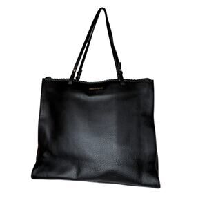 Vince Camuto Black Pebbled Leather Tote Bag